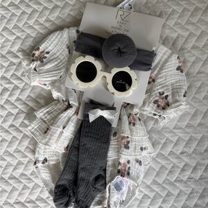 RZ Baby Rachel Zoe 4 piece set - white /  Gray 0/3 months NWT